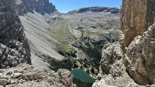 Lagazuoi Lake seen from the Forcella del Lago Alta via 1 Dolomites